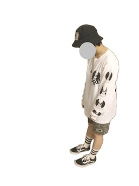 「BOUNTY HUNTER（バウンティーハンター）のアイテム（Tシャツ/カットソー、ホワイト系）」を使った、muchaさん（レディース・157cm）の秋コーディネート