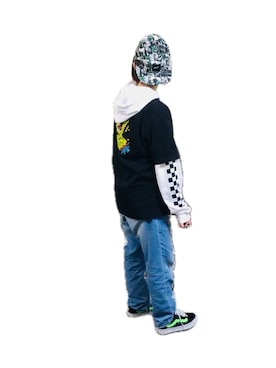 「HUF（ハフ）のアイテム（キャップ、グリーン系）」を使った、muchaさん（レディース・157cm）の秋コーディネート