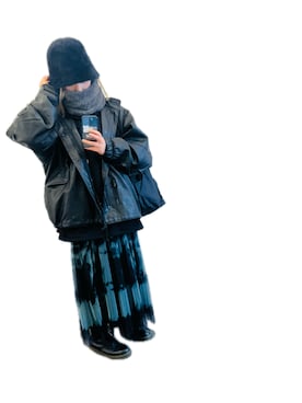 「PAGEBOY（ページボーイ）のアンゴラバケハ（ハット、ブラック系）」を使った、muchaさん（レディース・157cm）の秋コーディネート