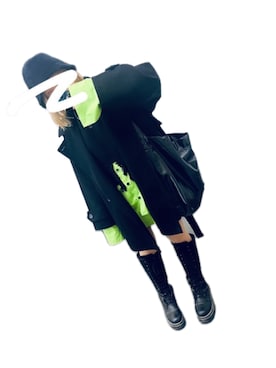 「PAGEBOY（ページボーイ）のアンゴラバケハ（ハット、ブラック系）」を使った、muchaさん（レディース・157cm）の秋コーディネート