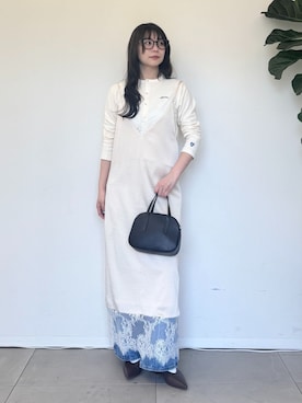 「Levi's（リーバイス）のLEVI'S/リーバイス RIBCAGE WIDE LEG A6081-0020（その他パンツ、ブルー系）」を使った、mahiroさん（レディース・160cm）の春コーディネート