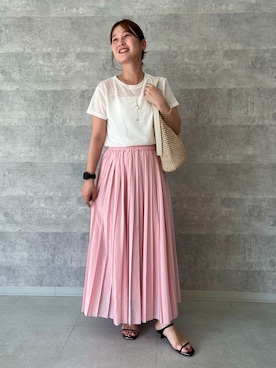 「LE TALON（ルタロン）の3.5cmWストラップサンダル（サンダル、ブラウン系）」を使った、chiakiさん（レディース・165cm）の夏コーディネート