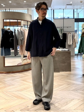 「EDIFICE（エディフィス）のPK パターン 3D フィットトラウザー（その他パンツ、グレー系）」を使った、TERAIさん（メンズ・183cm）の春コーディネート