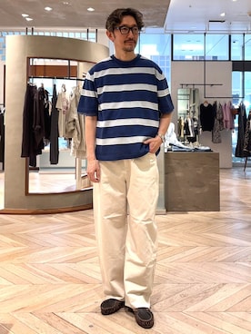 「EDIFICE（エディフィス）のcaboclo(カボクロ) TATU（サンダル、ブラック系）」を使った、TERAIさん（メンズ・183cm）の春コーディネート