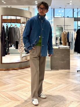 「Mackintosh（マッキントッシュ）のMACKINTOSH(マッキントッシュ) 別注 HUMBIE デニム SHORT SL(ウォッシュ)（その他アウター、ブルー系）」を使った、TERAIさん（メンズ・183cm）の冬コーディネート