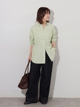 「JOURNAL STANDARD relume（ジャーナルスタンダード　レリューム）のデニムライク2タックワイドパンツ（その他パンツ、ブラック系）」を使った、makotoさん（レディース・158cm）の秋コーディネート