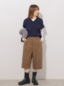 「JOURNAL STANDARD relume（ジャーナルスタンダード　レリューム）のT/Cツイルバミューダパンツ（その他パンツ、ブラウン系）」を使った、makotoさん（レディース・158cm）の夏コーディネート
