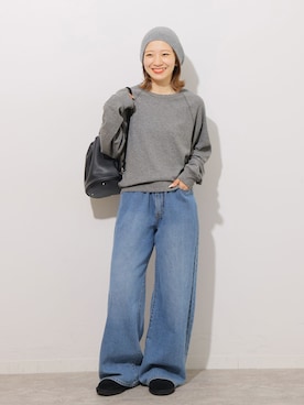 「JOURNAL STANDARD relume（ジャーナルスタンダード　レリューム）の強撚コットンフライスロンTEE（Tシャツ/カットソー、グレー系）」を使った、makotoさん（レディース・158cm）の秋コーディネート