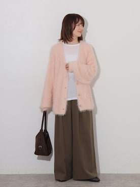 「JOURNAL STANDARD relume（ジャーナルスタンダード　レリューム）のウォッシャブルサージストレッチタックパンツ（その他パンツ、ブラウン系）」を使った、makotoさん（レディース・158cm）の秋コーディネート