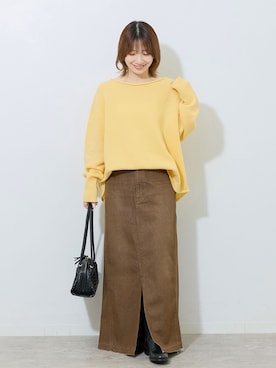 「アイテム（デニムスカート、ブラウン系）」を使った、makotoさん（レディース・158cm）の夏コーディネート