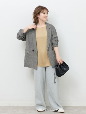 「JOURNAL STANDARD relume（ジャーナルスタンダード　レリューム）の《一部WEB限定追加15 / 新色》ワイドスウェットパンツ（スウェットパンツ、グレー系）」を使った、makotoさん（レディース・158cm）の秋コーディネート