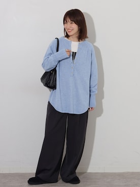 「JOURNAL STANDARD relume（ジャーナルスタンダード　レリューム）のWHEREロングスリーブTEE（Tシャツ/カットソー、ホワイト系）」を使った、makotoさん（レディース・158cm）の秋コーディネート