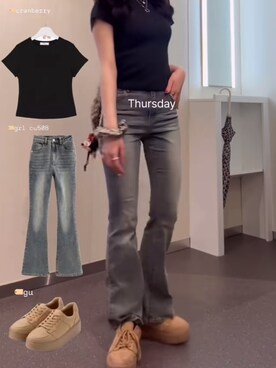「GU（ジーユー）のアイテム（シューズ、ベージュ系）」を使った、自分が見返す用でsnsで好きな服装を投稿さん（レディース・158cm）の春コーディネート
