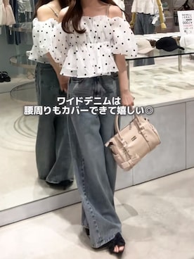 「GRL（グレイル）のアイテム（トップス、ホワイト系）」を使った、自分が見返す用でsnsで好きな服装を投稿さん（レディース・158cm）の夏コーディネート