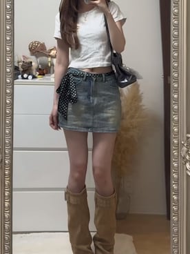 「92nd Street shoe makers（ナインティセカンドストリートシューメーカーズ）のアイテム（トップス、ホワイト系）」を使った、自分が見返す用でsnsで好きな服装を投稿さん（レディース・158cm）の夏コーディネート