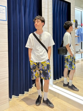 「NOLLEY’S（ノーリーズ）の【BECシリーズ】コンパクトコーマ ワイドシルエットＴシャツ 26SS（Tシャツ/カットソー、ホワイト系）」を使った、Masatoki  さん（メンズ・170cm）の夏コーディネート