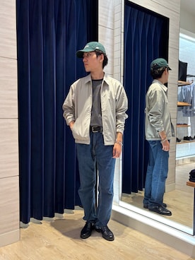 「NOLLEY’S（ノーリーズ）のナイロンオックス ジップブルゾン 26AW（短外套、ブラック系）」を使った、Masatoki  さん（メンズ・170cm）の秋コーディネート