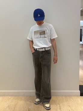 「NOLLEY’S（ノーリーズ）のPhoto T フォトグラフィック Tシャツ 26SS（Tシャツ/カットソー、ホワイト系）」を使った、Masatoki  さん（メンズ・170cm）の春コーディネート