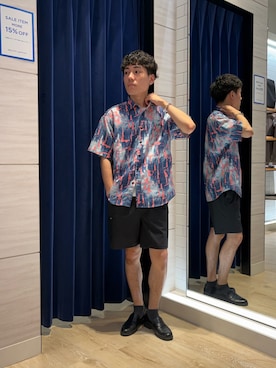 「NOLLEY’S（ノーリーズ）の《一部セットアップ対応》Dot Air 総柄プリント レギュラーカラー半袖シャツ 26SS（シャツ/ブラウス、ブルー系）」を使った、Masatoki  さん（メンズ・170cm）の夏コーディネート