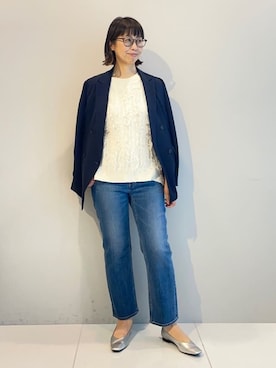 「アイテム（スーツジャケット、ブルー系）」を使った、imurayamaさん（レディース・161cm）の春コーディネート