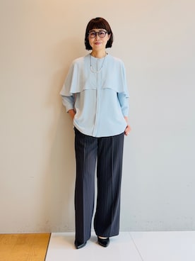 「INDIVI（インディヴィ）の【新作登場！着る日傘】 ケープ風ブラウス（シャツ/ブラウス、ブルー系）」を使った、imurayamaさん（レディース）の夏コーディネート