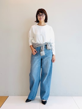 「INDIVI（インディヴィ）の【新作登場！】カーブシルエットデニム（その他パンツ、ブルー系）」を使った、imurayamaさん（レディース）の夏コーディネート