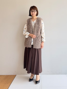 「INDIVI（インディヴィ）の【映える1枚】花柄プリントブラウス（シャツ/ブラウス、ベージュ系）」を使った、imurayamaさん（レディース）の夏コーディネート