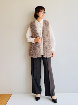 「INDIVI（インディヴィ）の【UVケア／接触冷感／ベルト付】サッカー素材シャツ（シャツ/ブラウス、ホワイト系）」を使った、imurayamaさん（レディース）の夏コーディネート