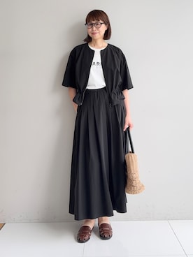 「INDIVI（インディヴィ）の【UVケア／選べるグラフィック】スムースジャージTシャツ（Tシャツ/カットソー、ホワイト系）」を使った、imurayamaさん（レディース）の春コーディネート