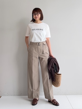 「INDIVI（インディヴィ）の【UVケア／選べるグラフィック】スムースジャージTシャツ（Tシャツ/カットソー、ホワイト系）」を使った、imurayamaさん（レディース）の春コーディネート