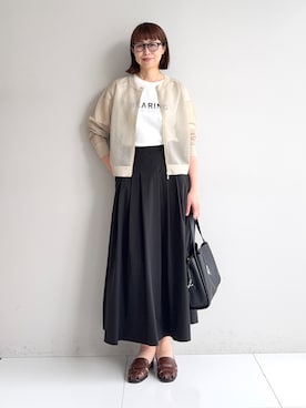 「INDIVI（インディヴィ）の【UVケア／選べるグラフィック】スムースジャージTシャツ（Tシャツ/カットソー、ホワイト系）」を使った、imurayamaさん（レディース）の春コーディネート