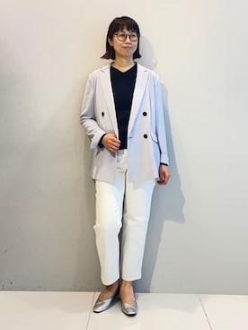 「アイテム（スーツジャケット、グレー系）」を使った、imurayamaさん（レディース・161cm）の春コーディネート