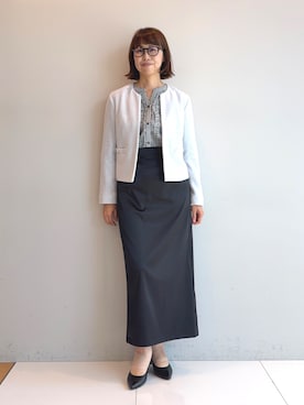「アイテム（ノーカラージャケット）」を使った、imurayamaさん（レディース・161cm）の夏コーディネート