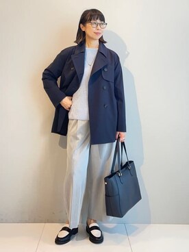 「アイテム（トレンチコート、ブルー系）」を使った、imurayamaさん（レディース・161cm）の冬コーディネート