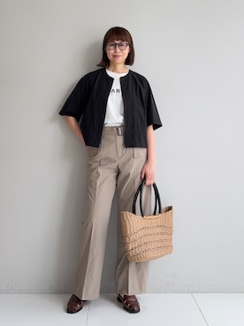 「INDIVI（インディヴィ）の【UVケア／選べるグラフィック】スムースジャージTシャツ（Tシャツ/カットソー、ホワイト系）」を使った、imurayamaさん（レディース）の春コーディネート