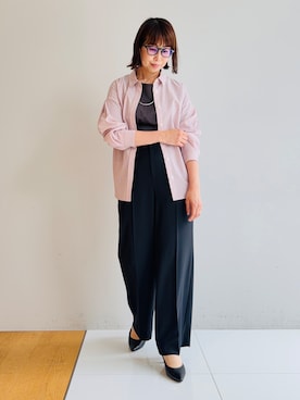 「INDIVI（インディヴィ）の【UVケア／接触冷感／ベルト付】サッカー素材シャツ（シャツ/ブラウス、レッド系）」を使った、imurayamaさん（レディース）の夏コーディネート