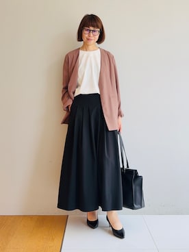 「INDIVI（インディヴィ）の【さらに軽く軽快！／着る日傘】ノーカラージャケット（ノーカラージャケット、ブラウン系）」を使った、imurayamaさん（レディース）の夏コーディネート