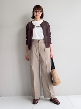 「INDIVI（インディヴィ）の【UVケア／選べるグラフィック】スムースジャージTシャツ（Tシャツ/カットソー、ホワイト系）」を使った、imurayamaさん（レディース）の春コーディネート