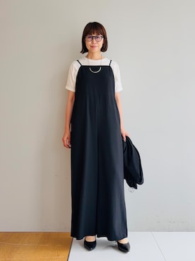 「INDIVI（インディヴィ）の【着る日傘】キャミソールサロペット（サロペット/オーバーオール、ブラック系）」を使った、imurayamaさん（レディース）の夏コーディネート