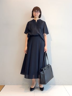 「INDIVI（インディヴィ）の【収納力◎／A4サイズ対応】シゴデキバッグ（トートバッグ、ブラック系）」を使った、imurayamaさん（レディース）の春コーディネート