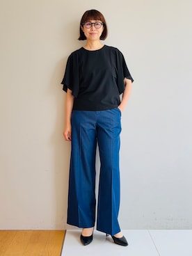 「INDIVI（インディヴィ）の【ラム革／美脚／通勤】レザーパンプス（パンプス、ブラック系）」を使った、imurayamaさん（レディース）の春コーディネート