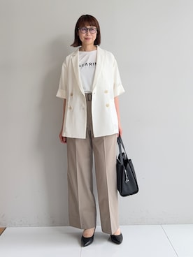 「INDIVI（インディヴィ）の【UVケア／選べるグラフィック】スムースジャージTシャツ（Tシャツ/カットソー、ホワイト系）」を使った、imurayamaさん（レディース）の春コーディネート