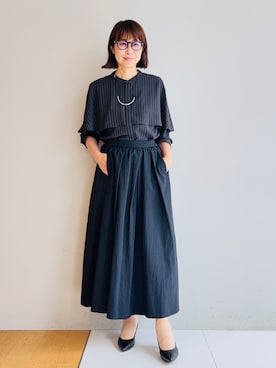 「INDIVI（インディヴィ）の【新作登場！着る日傘】 ケープ風ブラウス（シャツ/ブラウス、グレー系）」を使った、imurayamaさん（レディース）の夏コーディネート