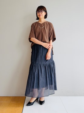 「INDIVI（インディヴィ）の【着る日傘】ドルマントップス（シャツ/ブラウス、ブラウン系）」を使った、imurayamaさん（レディース）の夏コーディネート