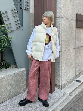 「アイテム（ダウンベスト）」を使った、bruofficialさん（メンズ・173cm）の秋コーディネート