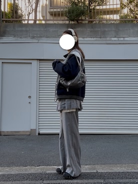 「アイテム（スタジャン）」を使った、motimotimocchiさん（レディース・161cm）の冬コーディネート