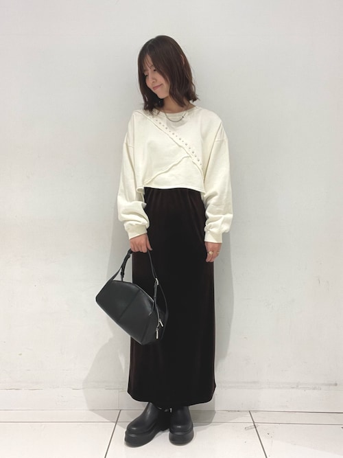 【美品】 STRATA エストラータ トリアセベロアナロースカート＆トップス STRATA(エストラータ)｜トリアセベロアナロースカート/アイボリー の