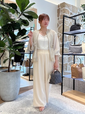 「Jena espace merveilleux(ジェナ エスパスメルヴェイユ)のドロストシアーブルゾン(ベスト、ベージュ系)」を使った、kana32cdさん(レディース・155cm)の春コーディネート