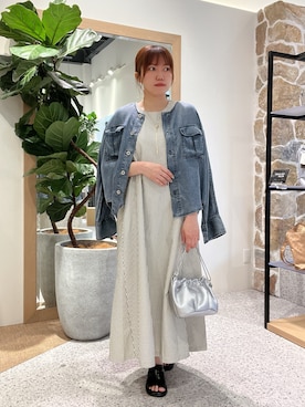 「Jena espace merveilleux(ジェナ エスパスメルヴェイユ)のサッカーノースリワンピース(ワンピース、ブルー系)」を使った、kana32cdさん(レディース・155cm)の春コーディネート
