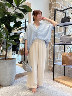 「Jena espace merveilleux(ジェナ エスパスメルヴェイユ)のジョーゼットキャタピラーパンツ(その他パンツ、ホワイト系)」を使った、kana32cdさん(レディース・155cm)の春コーディネート
